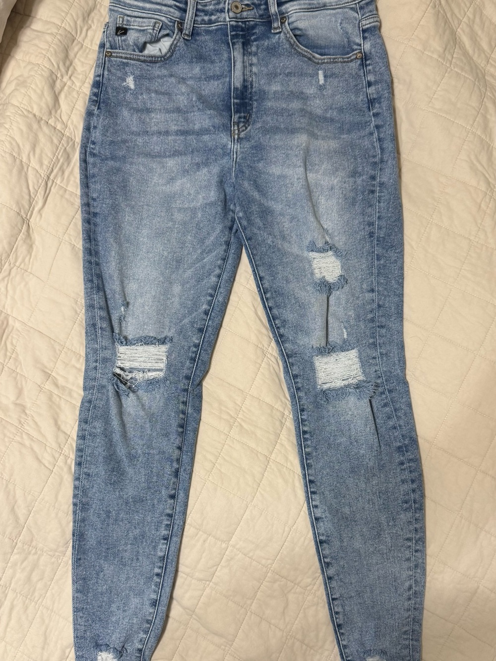 KanCan Distressed Skinny Jeans Light Wash High Rise Size 13/30